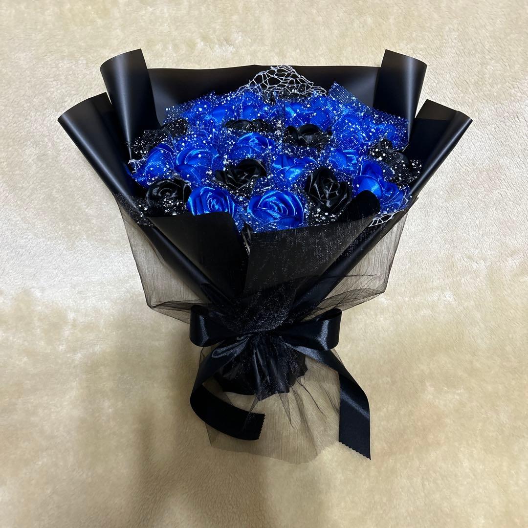 25本黒青バラブーケ　プレゼント お祝い 枯れない花 永生薔薇　特別な人へ