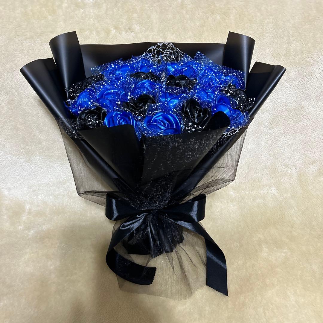 25本黒青バラブーケ　プレゼント お祝い 枯れない花 永生薔薇　特別な人へ