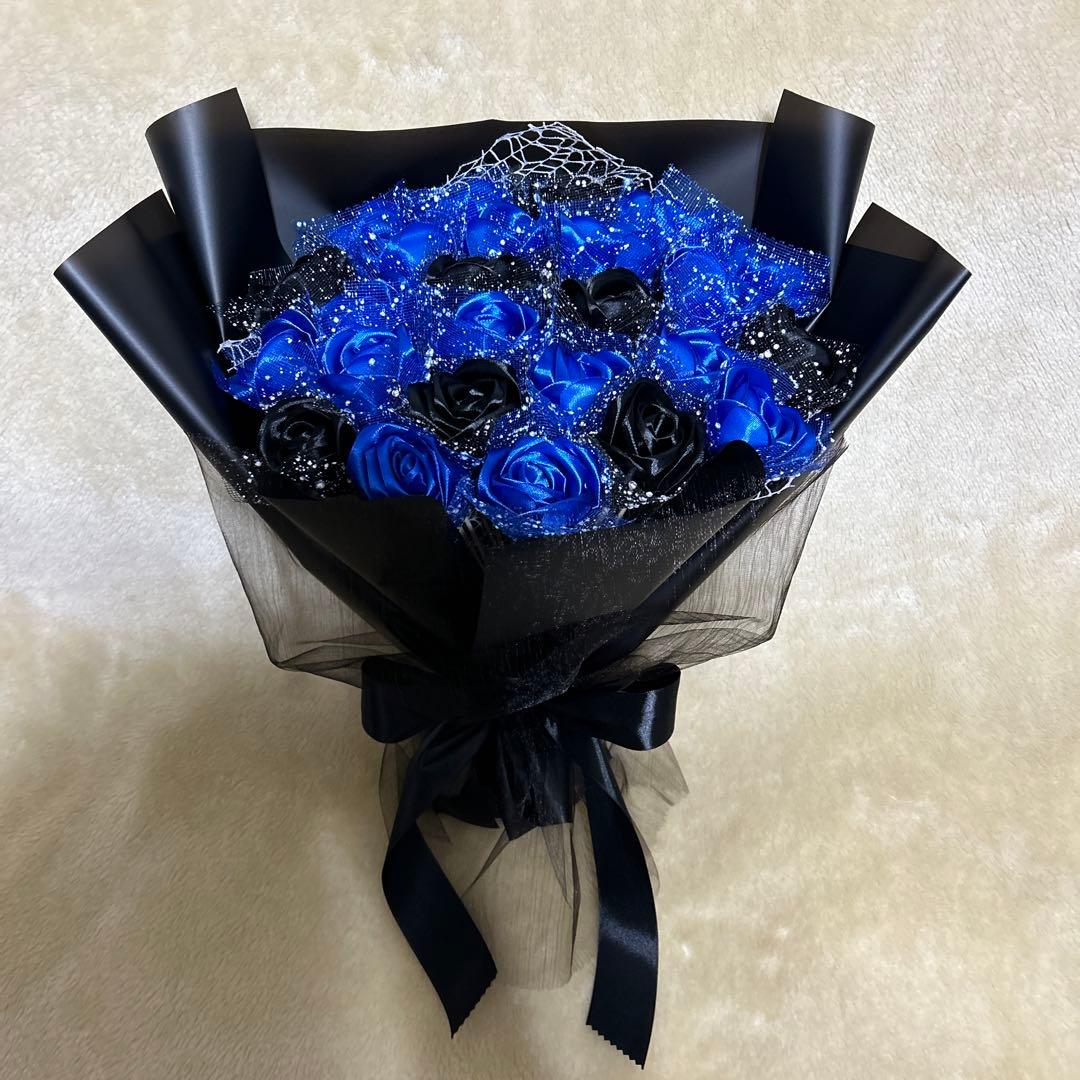 25本黒青バラブーケ　プレゼント お祝い 枯れない花 永生薔薇　特別な人へ