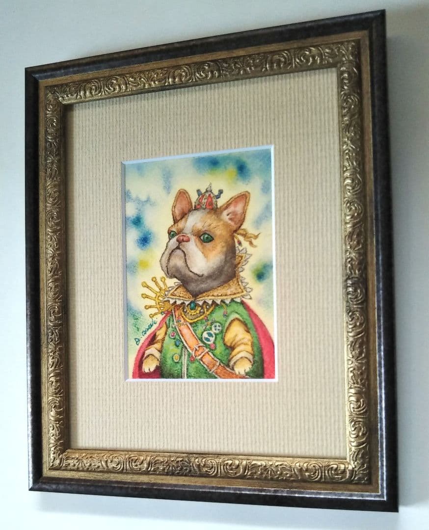 【原画】『ジグ公爵』（フレンチブルドッグ　犬　絵画）