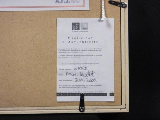 現代アート　アン・マレット　直筆サイン『WATER』キャンヴァスに油彩1025B
