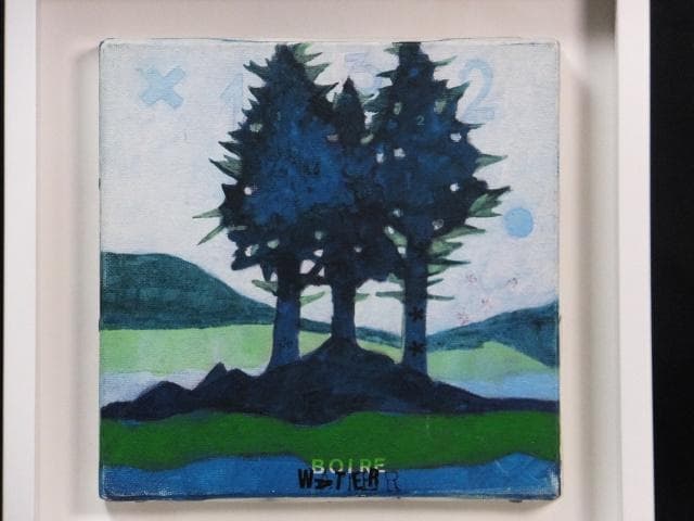 現代アート　アン・マレット　直筆サイン『WATER』キャンヴァスに油彩1025B