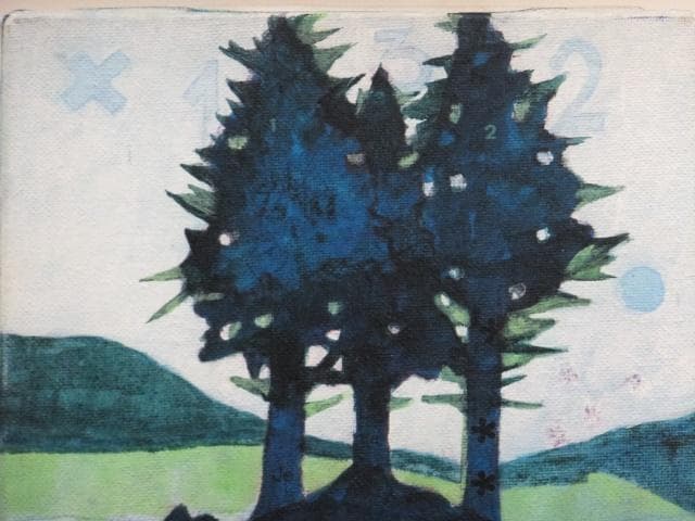 現代アート　アン・マレット　直筆サイン『WATER』キャンヴァスに油彩1025B