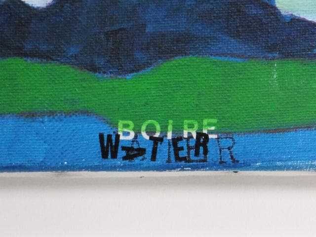 現代アート　アン・マレット　直筆サイン『WATER』キャンヴァスに油彩1025B
