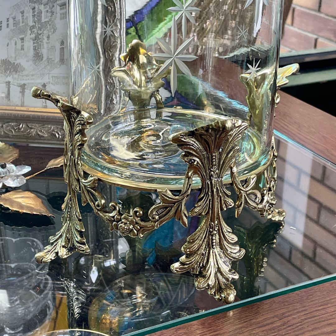 r209r124 上質なクラシックデザイン 装飾ガラスとブラスのインテリア 花瓶