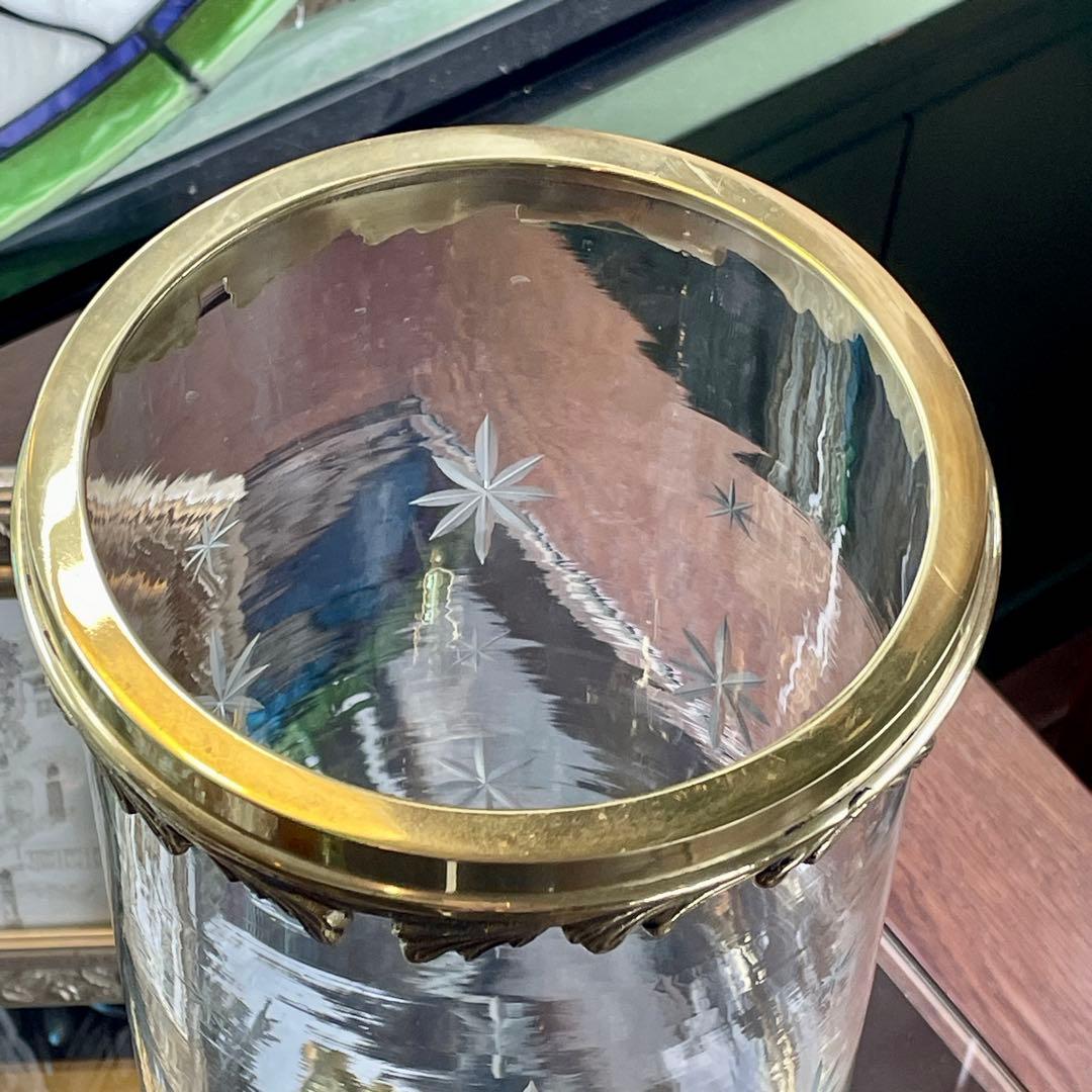 r209r124 上質なクラシックデザイン 装飾ガラスとブラスのインテリア 花瓶