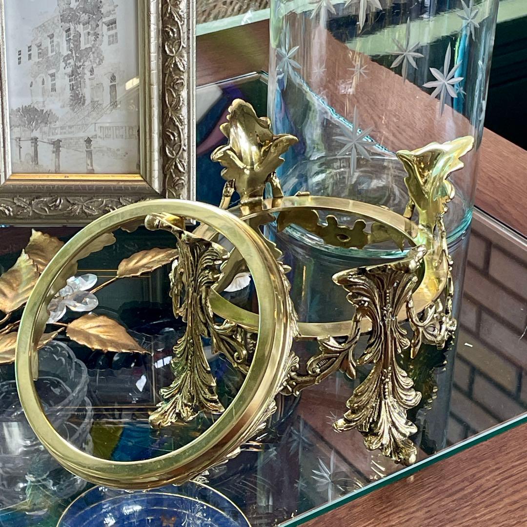 r209r124 上質なクラシックデザイン 装飾ガラスとブラスのインテリア 花瓶