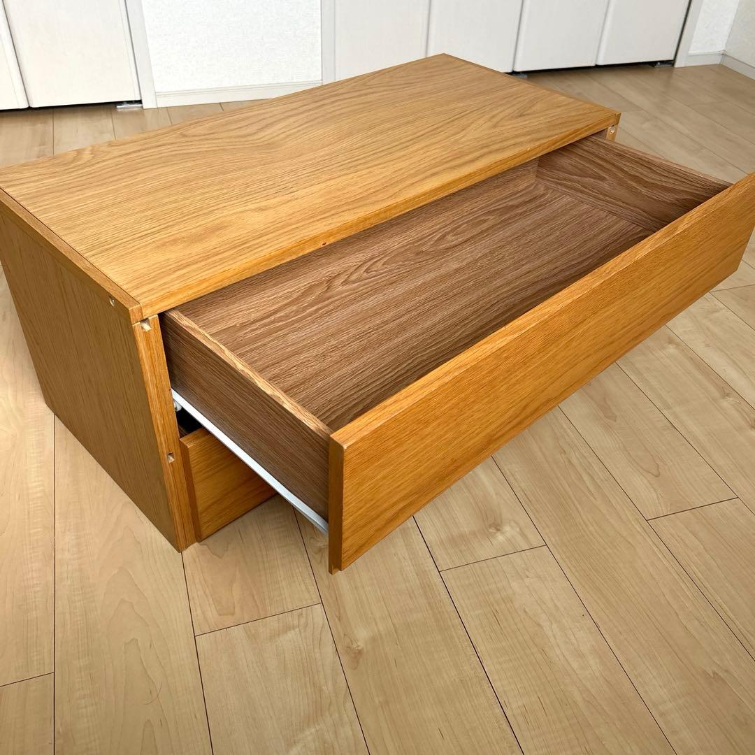 無印良品スチールユニットシェルフ用・ボックス・引出し・２段・オーク材