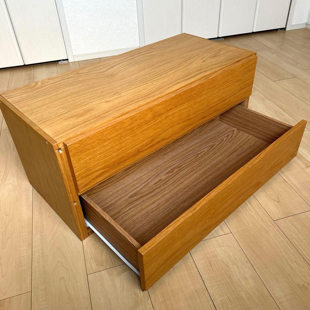 無印良品スチールユニットシェルフ用・ボックス・引出し・２段・オーク材