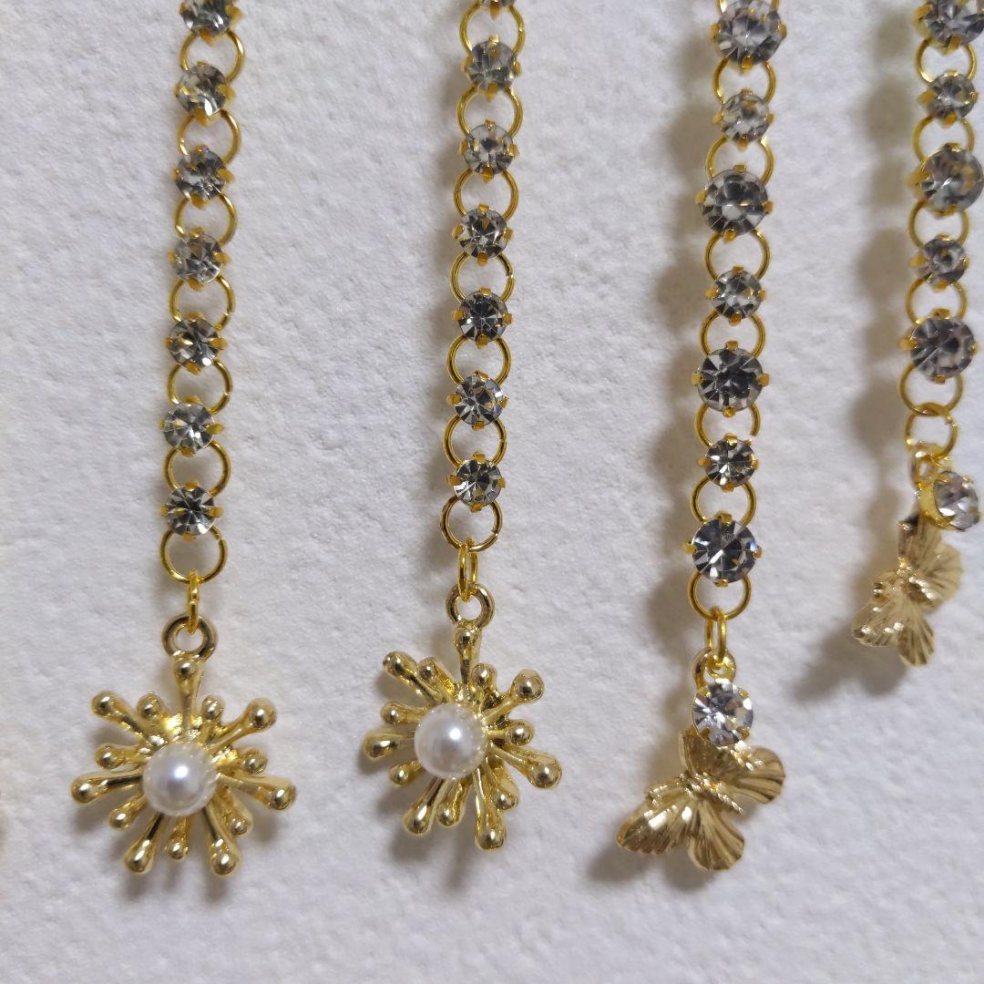 イヤリング風マスクチャーム　ビジューチャーム　蝶々　バラ　雫　ゴールド　シルバー