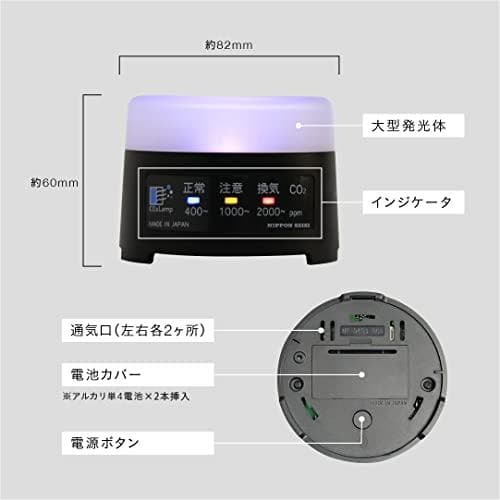 【日本精機】 CO2Lamp CO2センサー 黒 二酸化炭素測定器・濃度計・検A