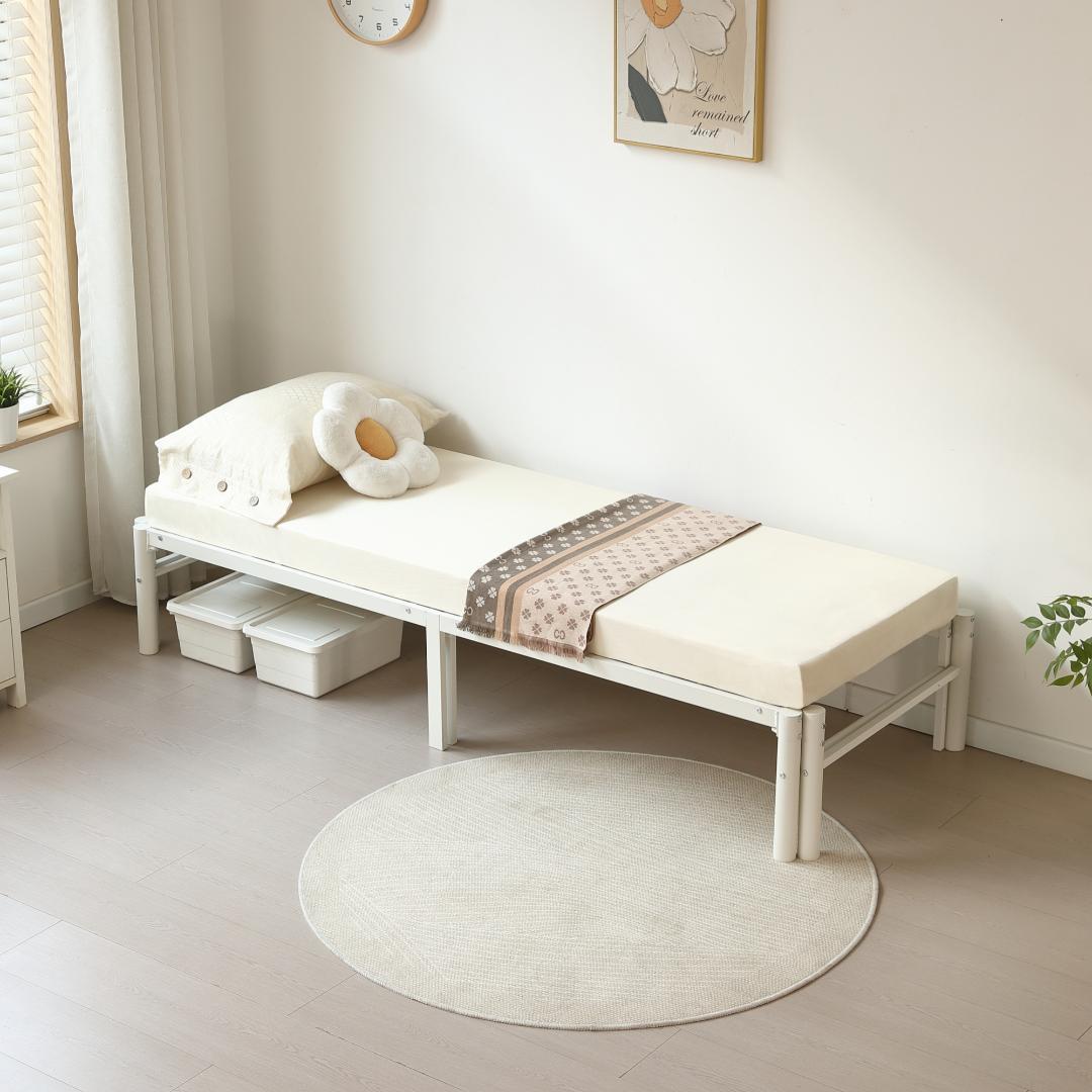 伸長式ベッド シングル 幅76～138cm 下収納おしゃれ 2way WHITE