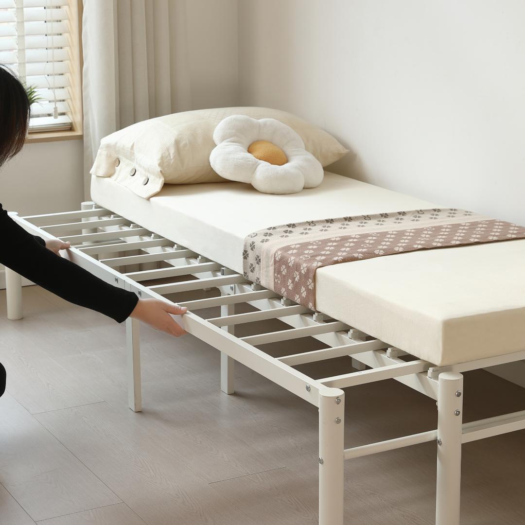 伸長式ベッド シングル 幅76～138cm 下収納おしゃれ 2way WHITE