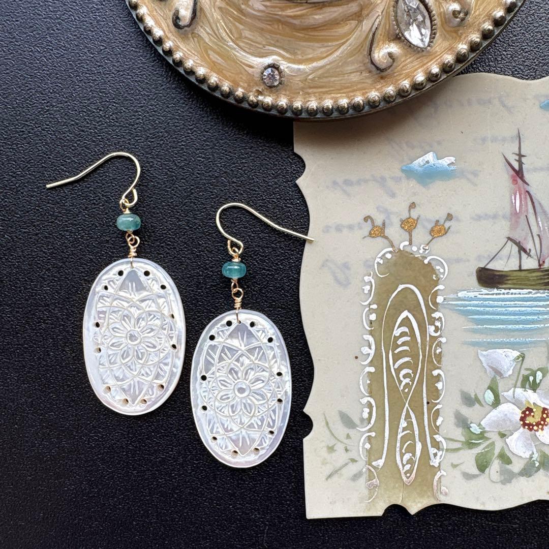 《1点限定》MOPカービング＆グランディディエライト＊ピアスorイヤリング