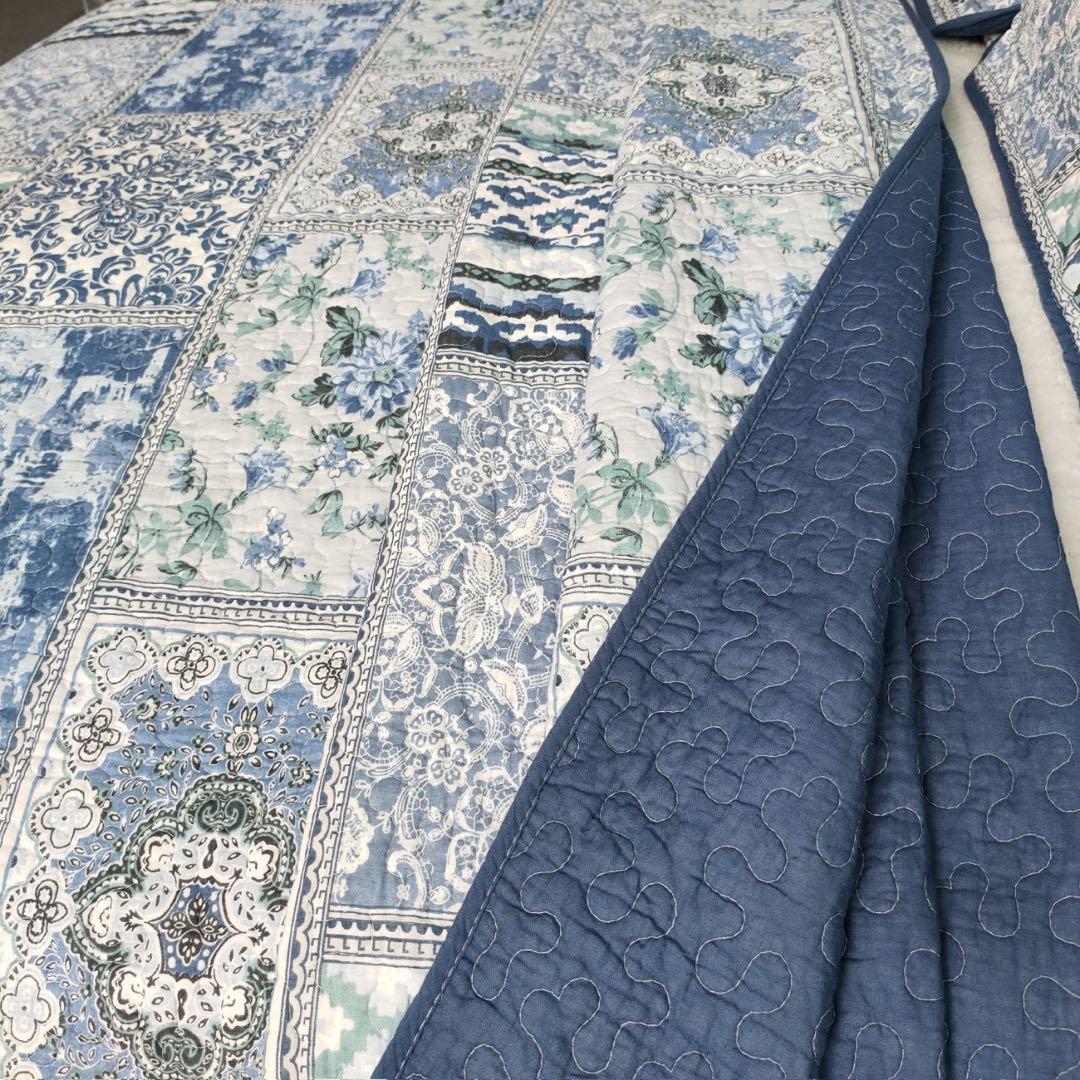 キルトベッドカバー3点セット綿マルチカバー キルティング QHC