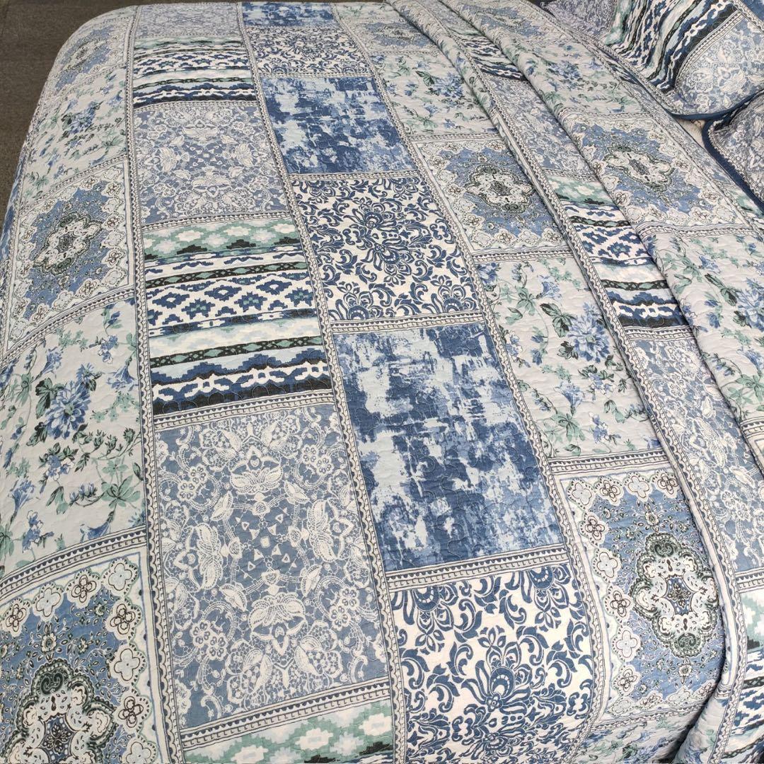 キルトベッドカバー3点セット綿マルチカバー キルティング QHC