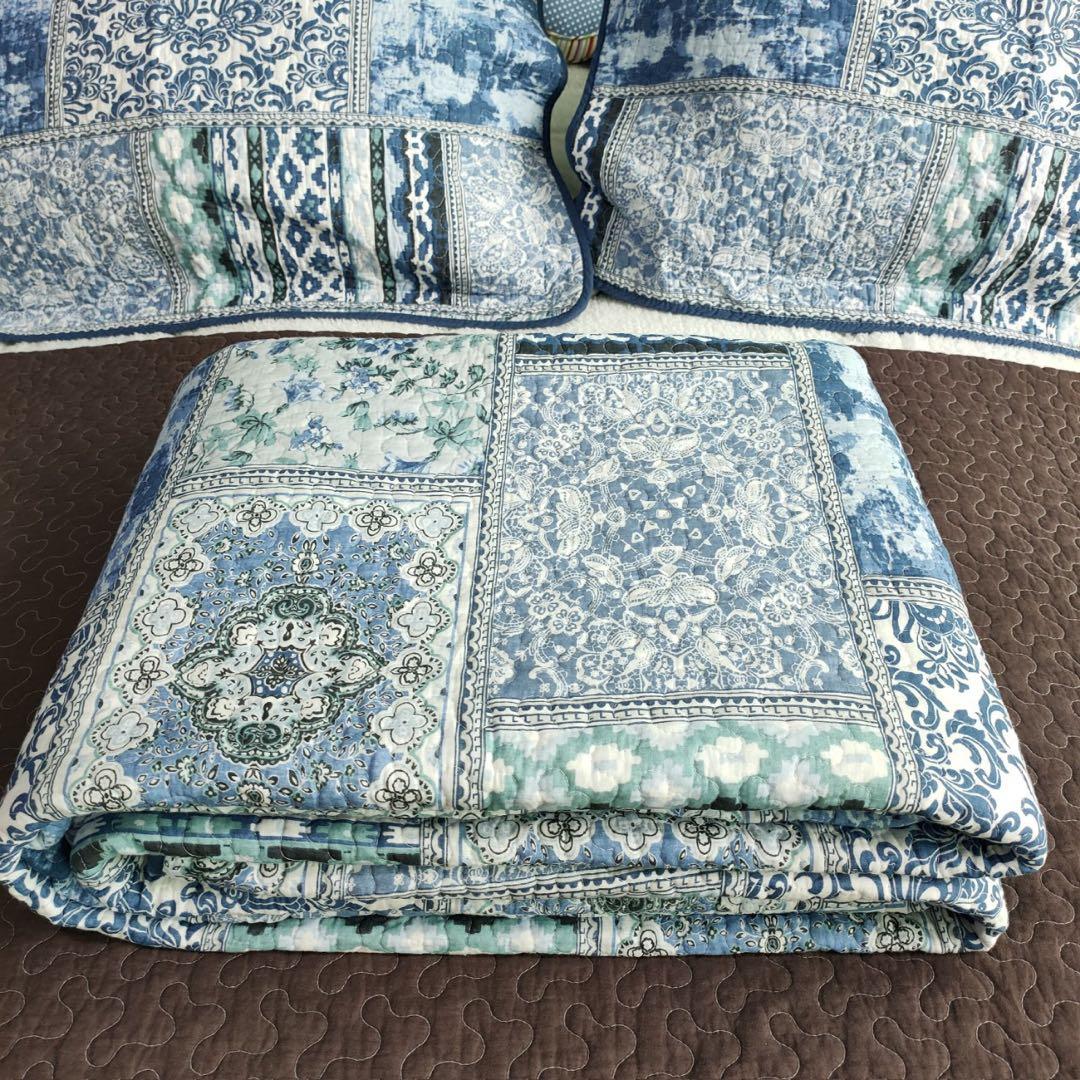 キルトベッドカバー3点セット綿マルチカバー キルティング QHC