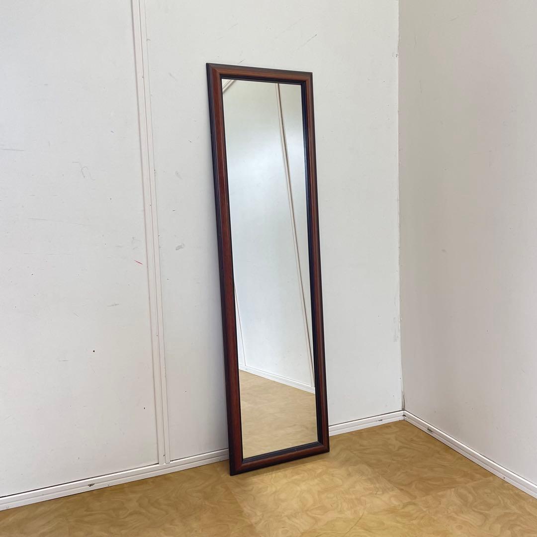 ビンテージ ウォールミラー 全身ミラー 鏡 壁掛け 姿見 木枠 アンティーク