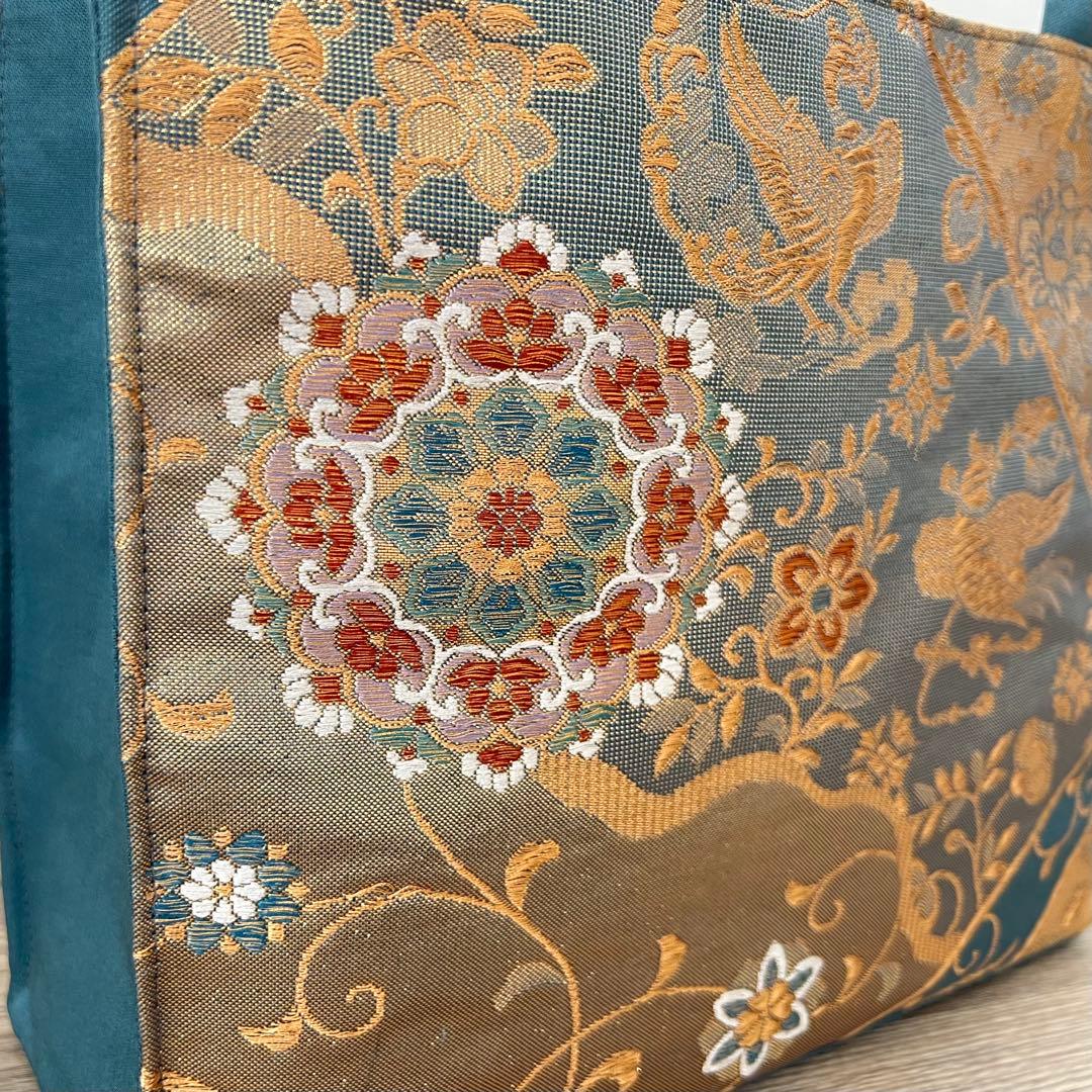 正倉院文様 金糸袋帯のフォーマルバッグ 帯リメイク 正絹 一点物 卒業式 入学式