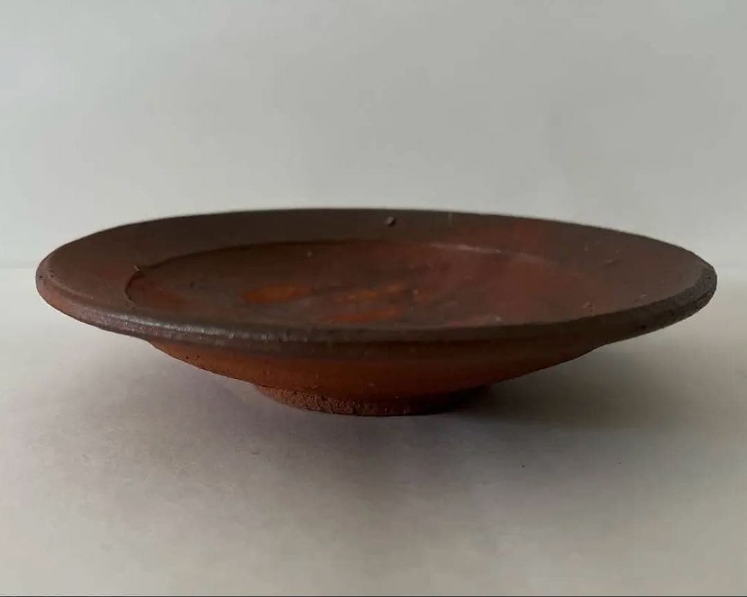 日本の美　備前焼　お料理が映える　茶系の陶器製丸型銘々皿5枚セット　海外の方歓迎