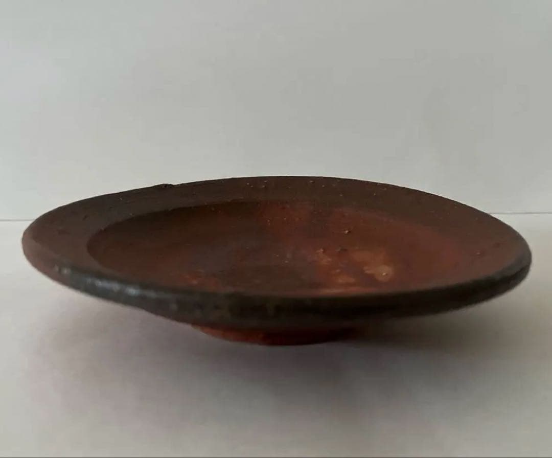 日本の美　備前焼　お料理が映える　茶系の陶器製丸型銘々皿5枚セット　海外の方歓迎