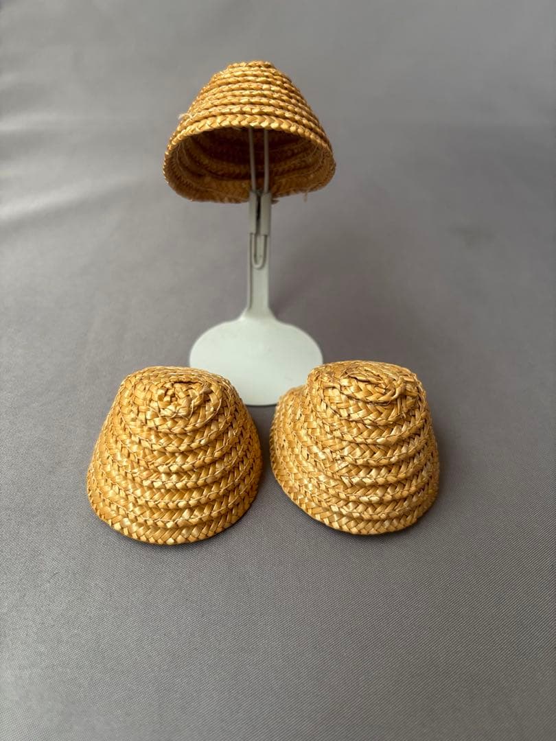 アンティーク ドール用 ハット 帽子 ミニョネット チャイナヘッド 3セット小