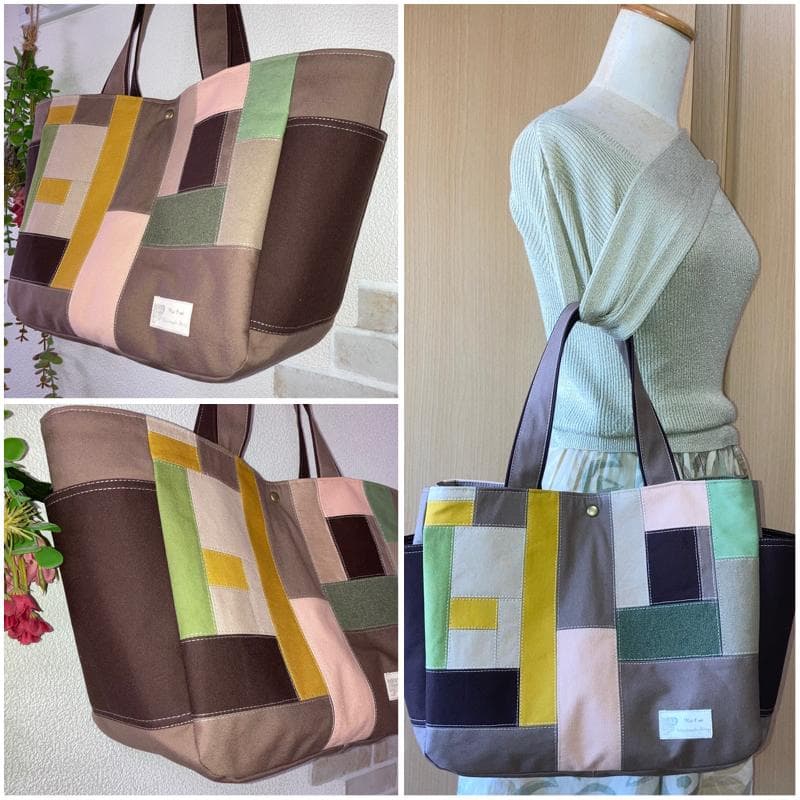 新作！2WAYトートバッグ☆パッチワーク☆帆布