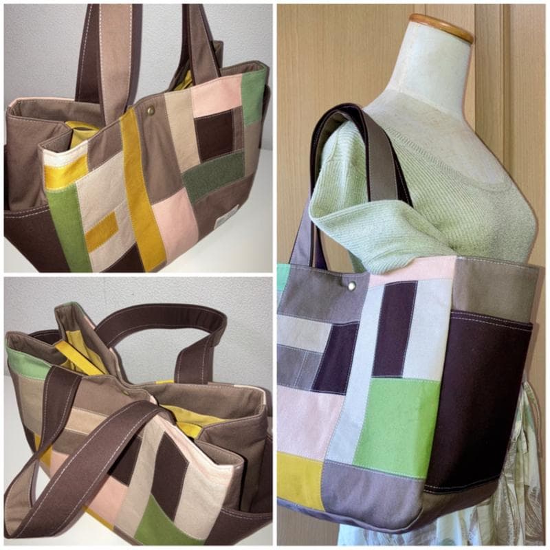新作！2WAYトートバッグ☆パッチワーク☆帆布