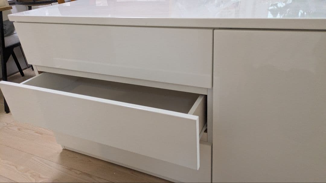 引取限定 再出品 ホワイト引き出し式チェスト 3段 ニトリ？