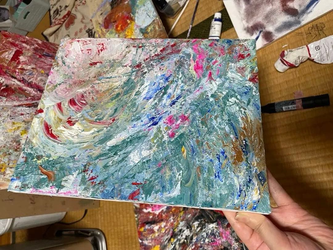 荒波　【661】 オリジナル 手描きイラスト 油絵　絵画　直筆原画 一点物