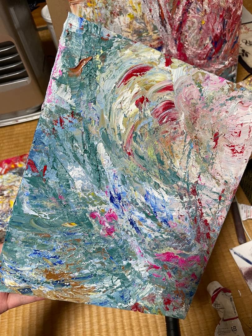 荒波　【661】 オリジナル 手描きイラスト 油絵　絵画　直筆原画 一点物