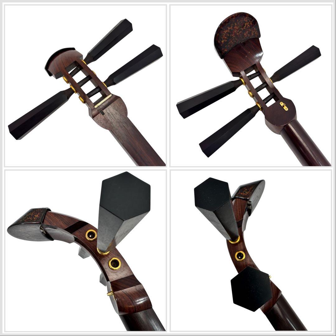 津軽三味線　紅木　東さわり　三つ折り　太棹 正寸 丸打胴　ハードケース