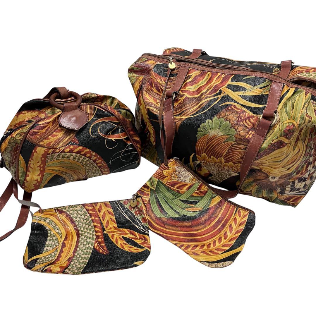 Salvatore Ferragamo ボタニカル柄 ボストンバッグ ポーチ