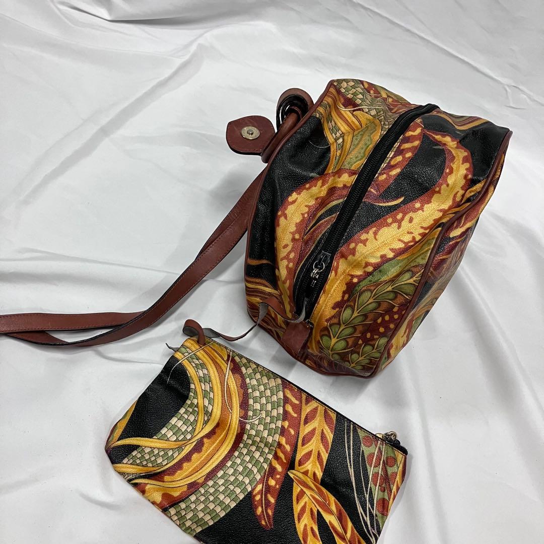 Salvatore Ferragamo ボタニカル柄 ボストンバッグ ポーチ