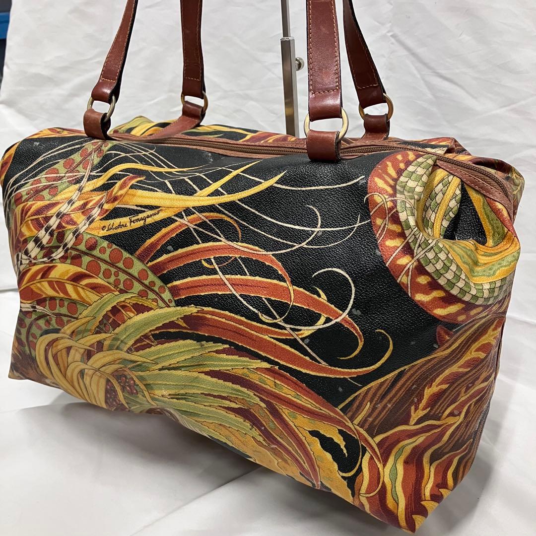 Salvatore Ferragamo ボタニカル柄 ボストンバッグ ポーチ