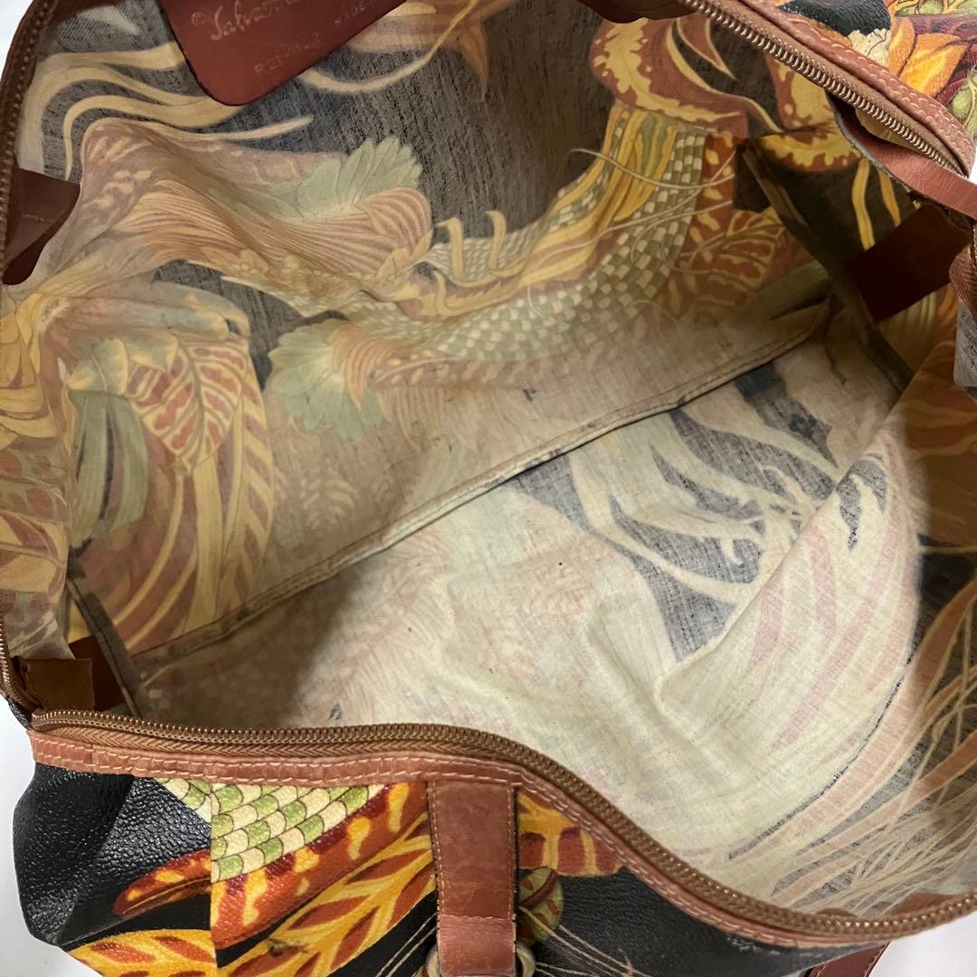 Salvatore Ferragamo ボタニカル柄 ボストンバッグ ポーチ