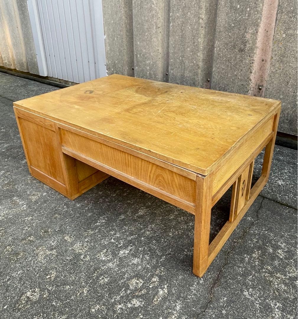 ビンテージ/当時物/無垢材/文机/机/書斎机/作業台/テーブル/透かし彫り/14