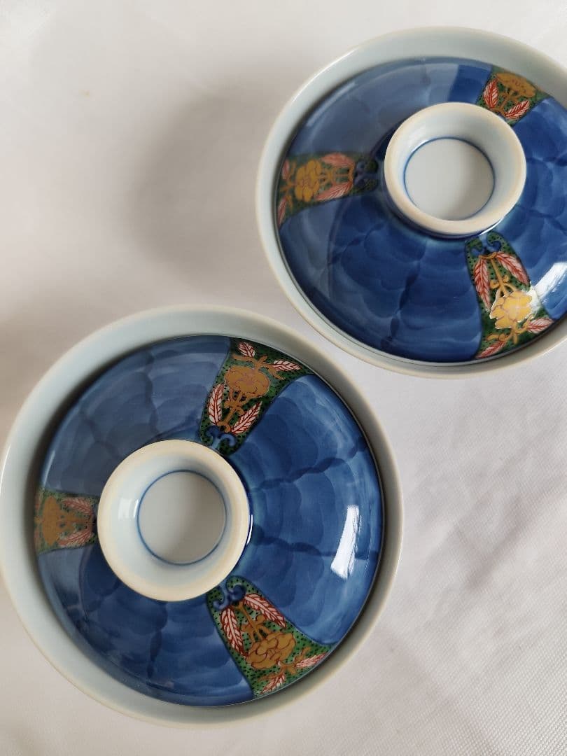 有田焼【源右衛門】染錦大樹蓋付き夫婦飯椀