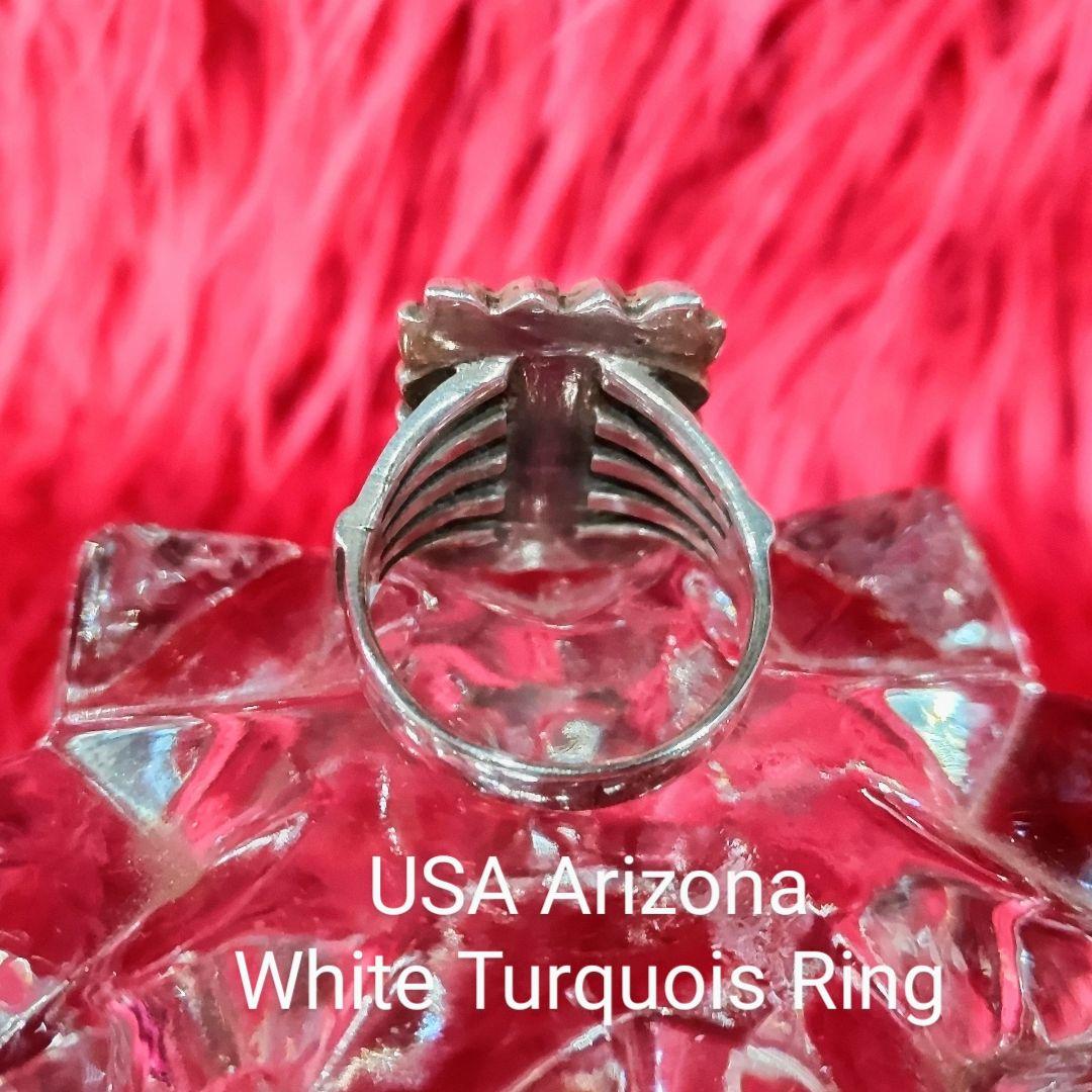 指輪・リング Arizona White Turquoise Ring Hand Made