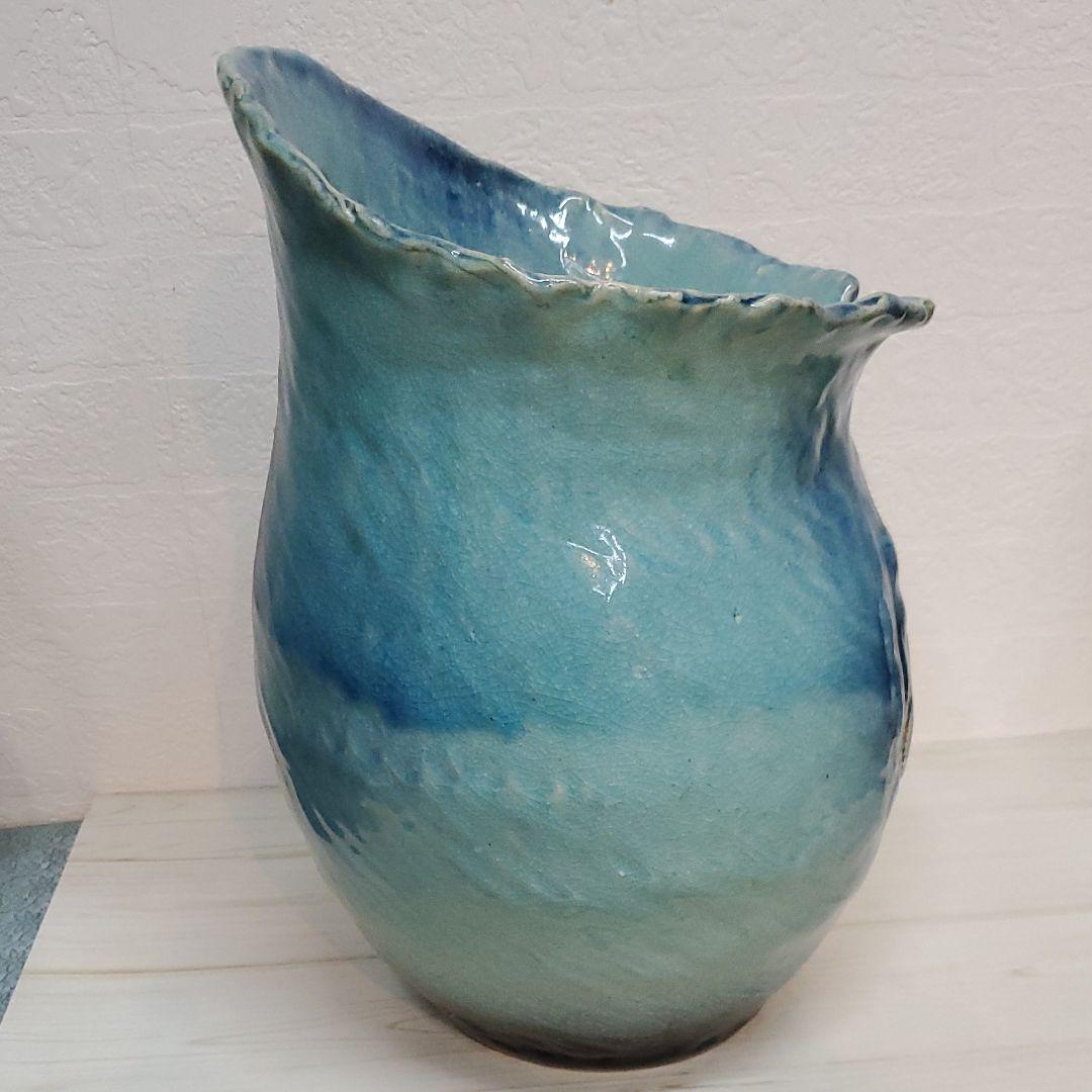 信楽焼 花器 ⋆͛ ͙͛✧*̣̩⋆̩☽キレイなブルーの花器です♪