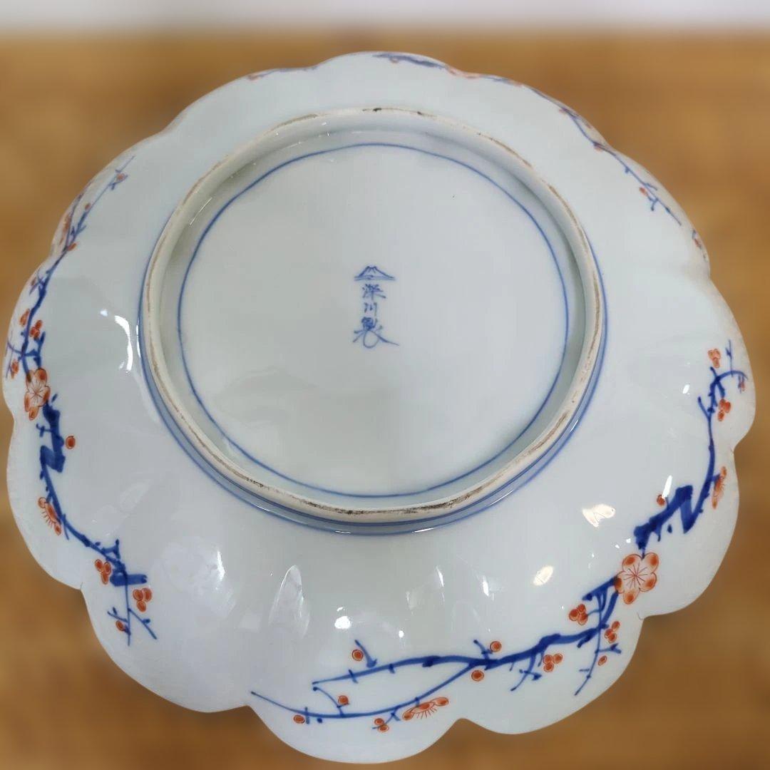 PEACE　深川製磁　あやめと朝顔　菊型飾皿　(裏側に傷あり）