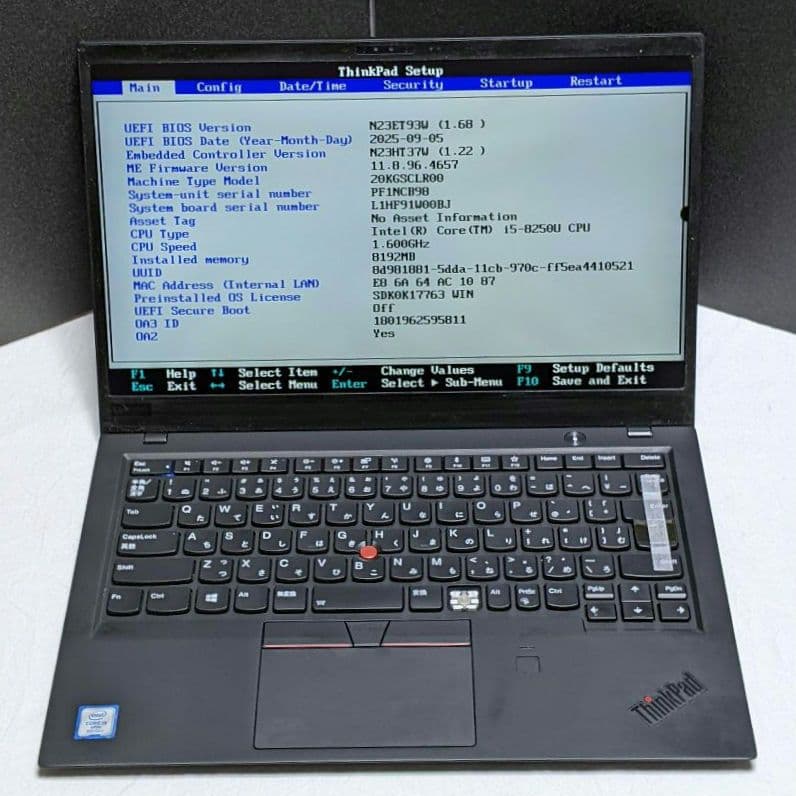 [ジャンクA] X1 Carbon gen6 ( 八世i5/8G/スト無 )