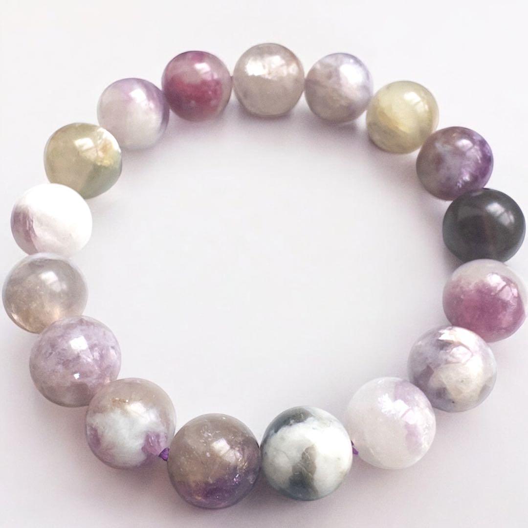 No.737✨天然石✨ミックスマイカのブレスレット　内径約17cm