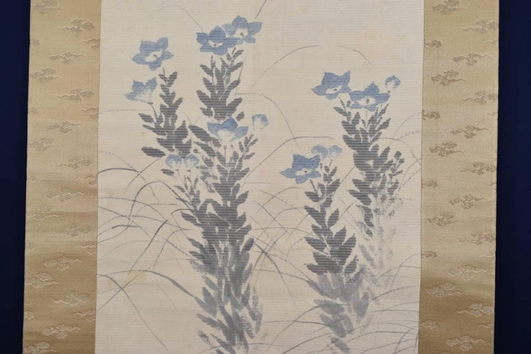 【真作】橋本雅邦/桔梗図/掛軸☆宝船☆AA-950