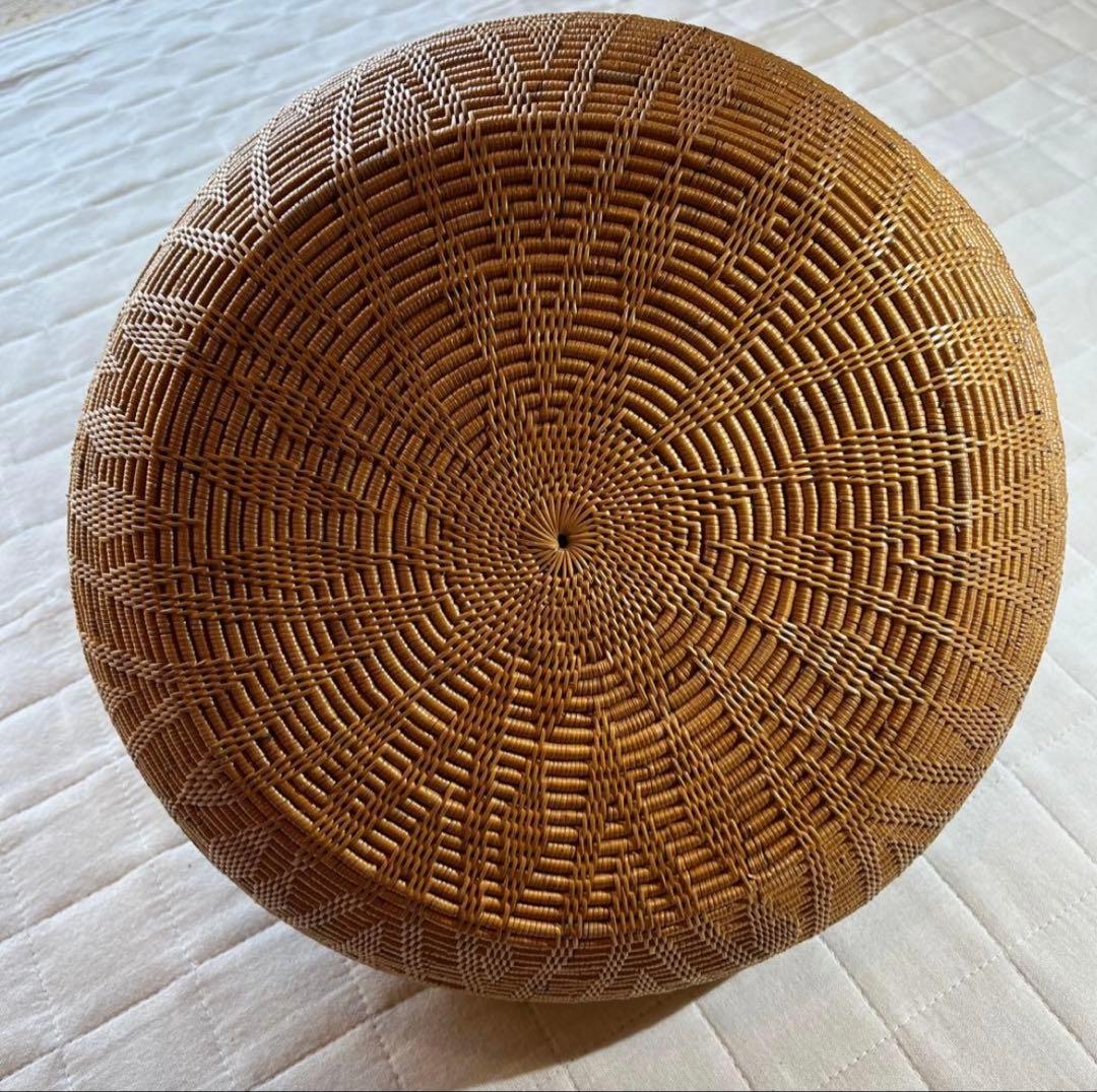 蓋付きボウル　大　バスケット　アタ製品　バリ島　アジアン雑貨　籐