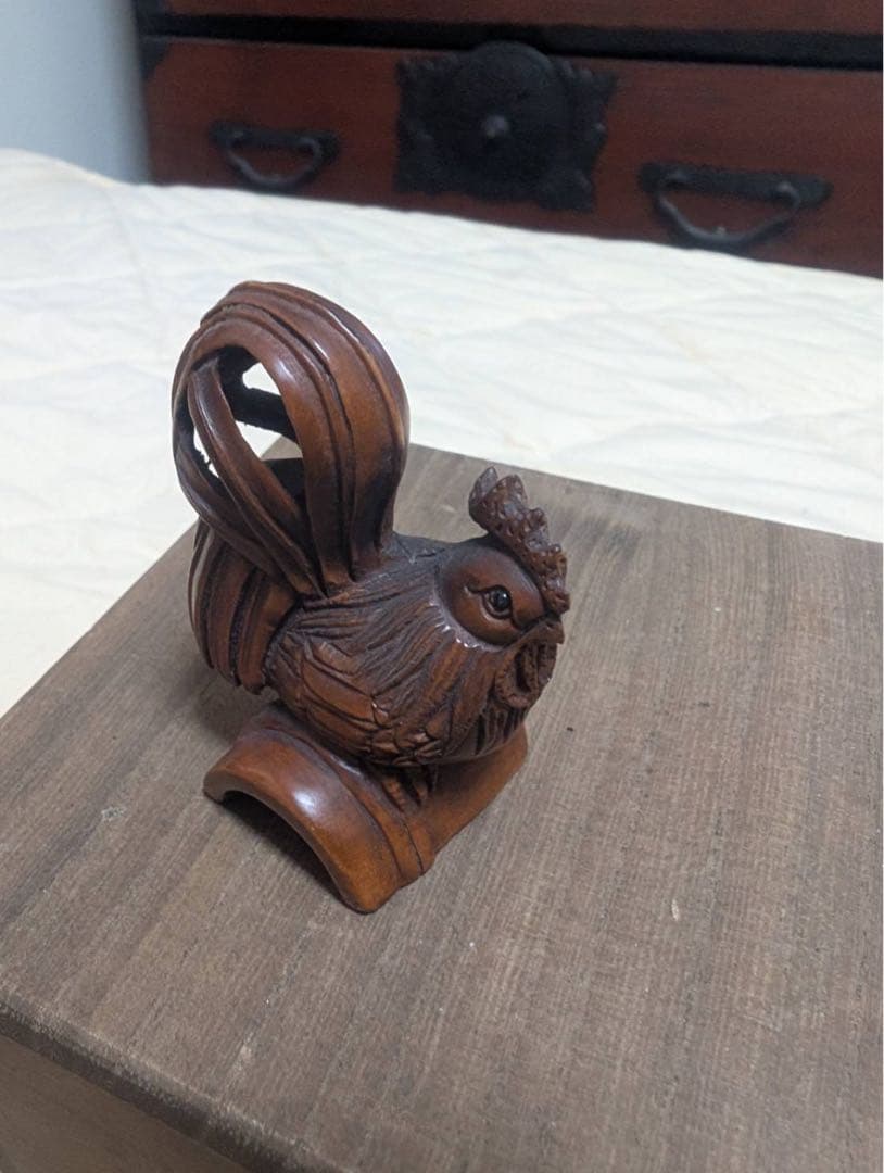 銘玉山　根付　鳥　鶏　印籠　箱無し