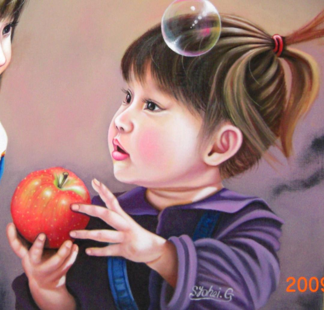 子供たちの笑顔 油彩画 2009年