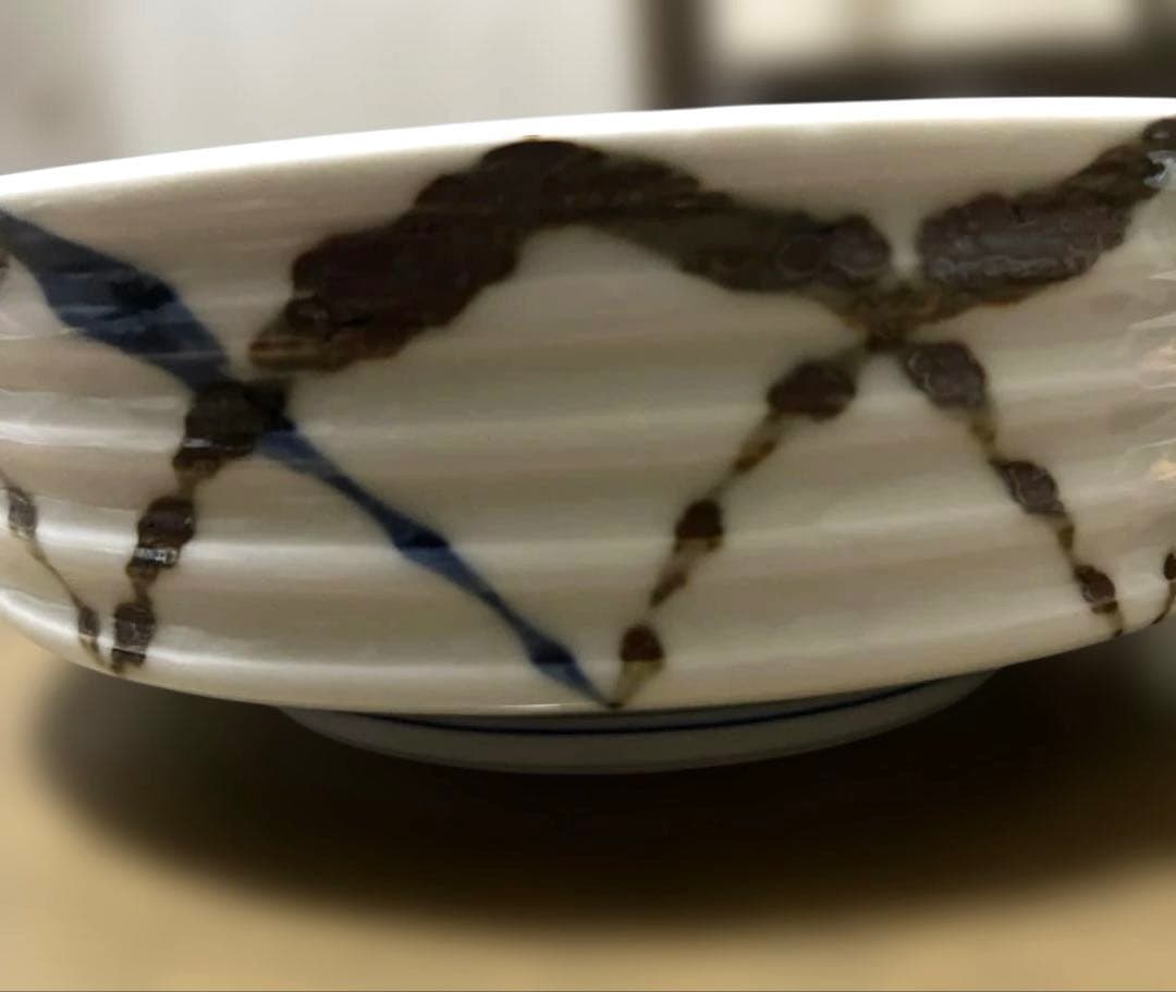 陶器の青茶ライン皿セット