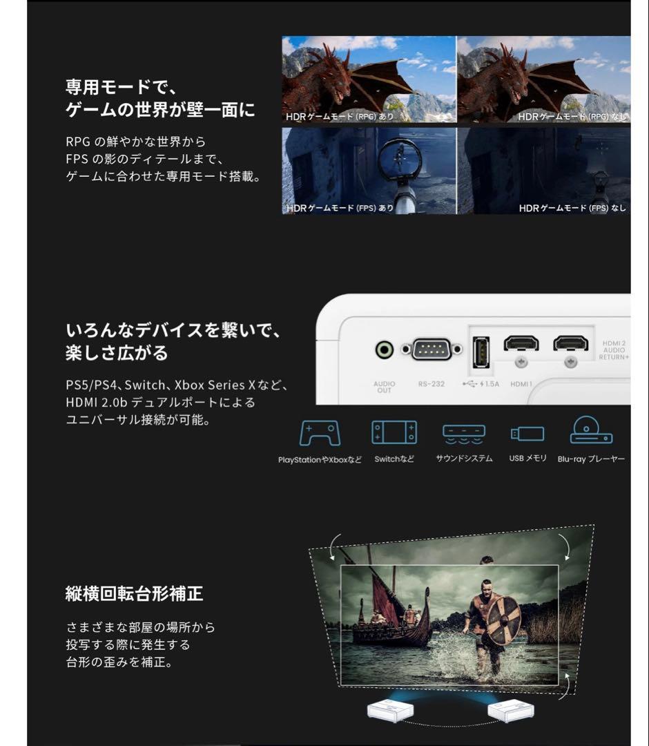 ア*ア様 BenQ TK710STi 4K 短焦点3200ANSIルーメン プロ