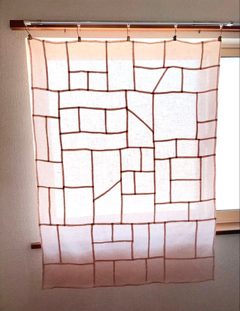 手縫い ポジャギ ベルギーリネン 105×78cm ベビーピンク
